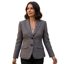 Bernard Zins Blazer Womens 10 Multi Tweed Business Office 2 Button Jacket Italy