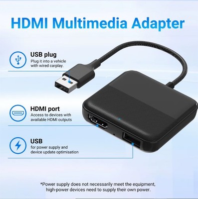 Wireless Car TV Mate HDMI Video Game Fire Stick Power Multimedia CarPlay Adapter