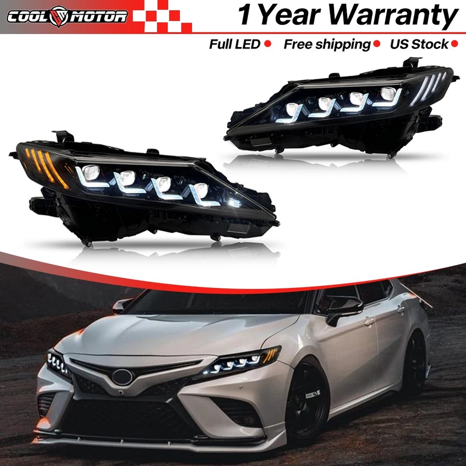 Pair LED Headlight Assembly For Toyota Camry 2018-2024,LED Animation Headlamps