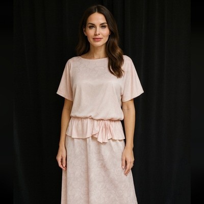 JENNY Made In USA Vintage Light Pink Dress with Waist Detail Size Large