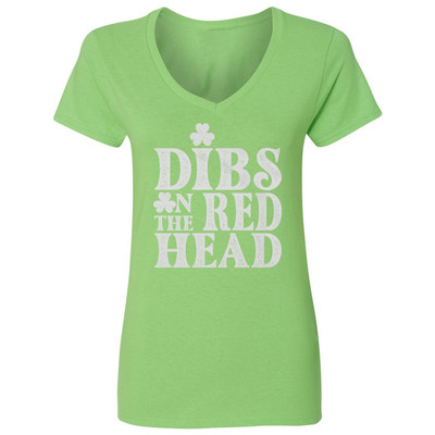 Dibs On The Redhead Tee - Vintage St Patricks Day Ladies' V-Neck Tshirt