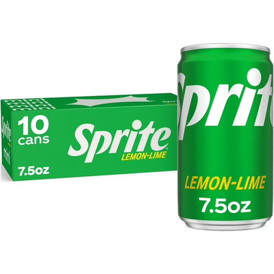 Sprite Lemon-Lime Caffeine Free Soda Pop Fridge Pack Mini Cans, 7.5 fl oz, 10 Pa
