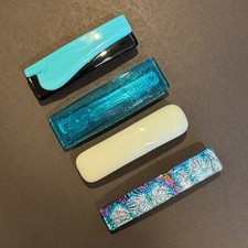 Lot of 2.5" Glass Barrettes, Dichroic Fused Barrette, Stained Glass Clip, S0615A
