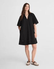 Madewell Poplin Splitneck Mini Shirtdress Jet Black Size XXS NWT