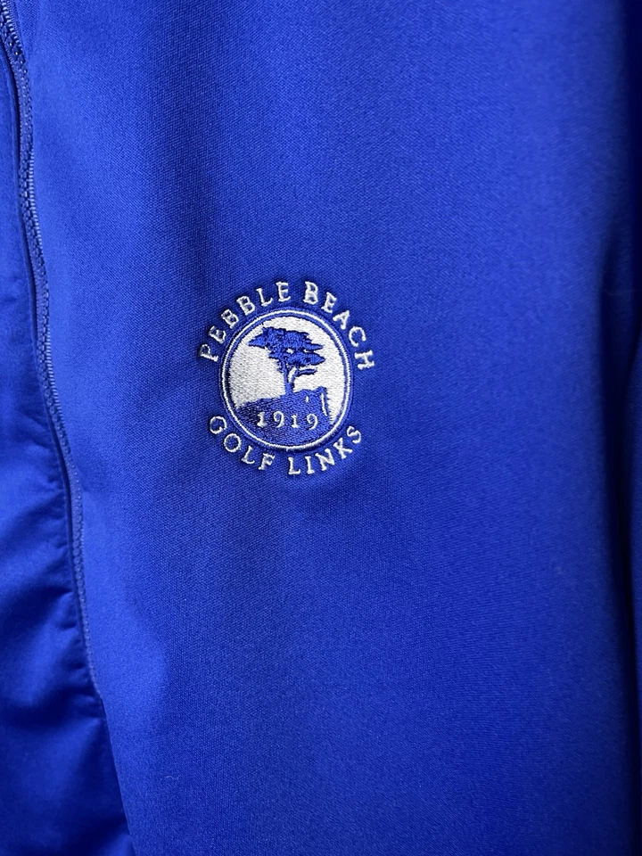 Chaqueta de golf Pebble Beach 1919 para hombre L azul con cremallera bordada Antigua Foto 2 de 4