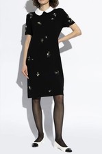 Tory Burch New Embellished Wool Blend Dress With Detacbable Collar Size S