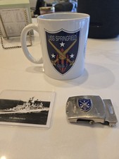 USS Springfield CLG-7 Navy Memorabilia Lot Belt Buckle Mug Ship Card