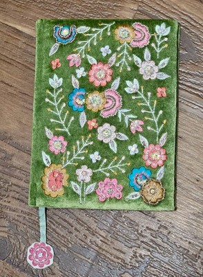 Handcrafted Beaded Embroidered Blank Journal Floral Velvet Handmade
