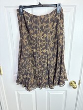 Lauren Ralph Lauren Brown Silk Skirt Brown Whimsigoth Brown Grunge Y2K VTG Midi