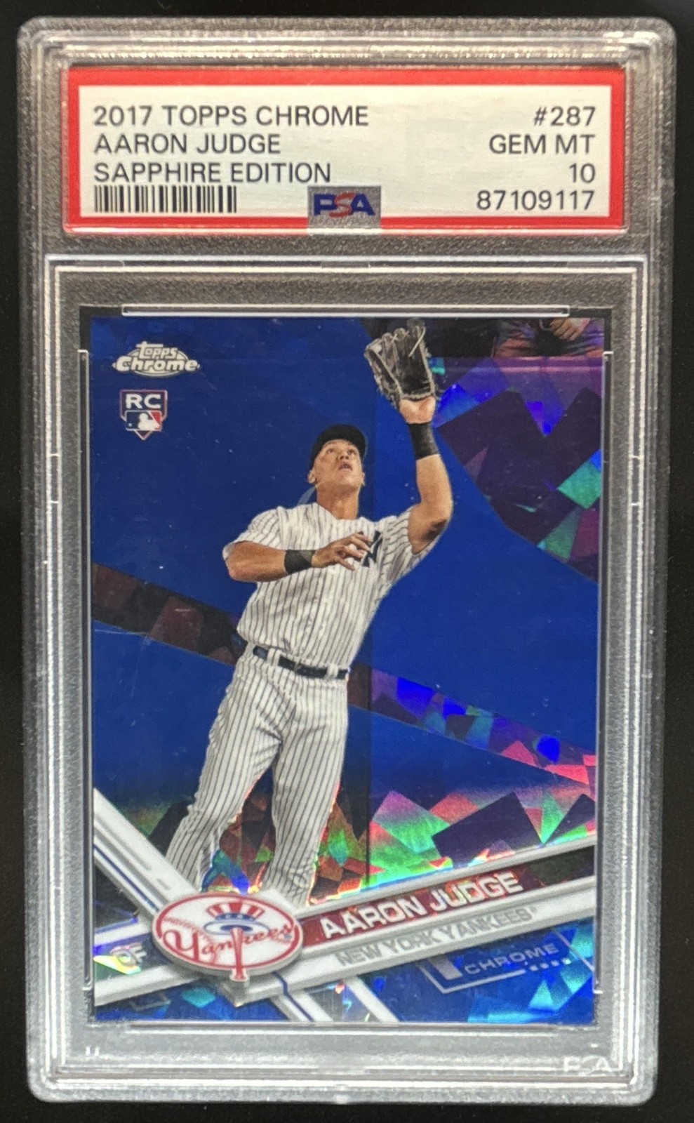 2017 Topps Chrome Sapphire Aaron Judge RC Rookie #287 Yankees PSA 10 GEM MINT
