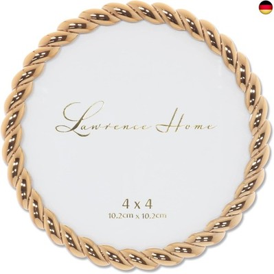 Lawrence Frames Rope Design Metallrahmen, 10 x 10 cm, rund, Gold