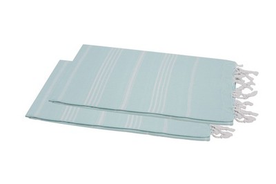 Hamamtuch Set 100x180 cm mint weiß 2 Stück Sultan Style, Saunatuch Set, Pestemal