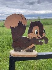 Folk Art Vintage Wood Chipmunk Squirrel Handmade