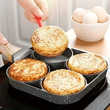 Four-Hole Non-Stick Egg Frying Pan Omelette Pancake Breakfast Cooker Skillet Kit