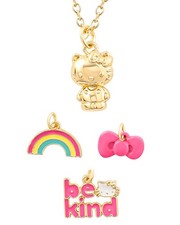 Hello Kitty Charm Necklace for Women Official License, 16" 3" Gold Plated Fas...