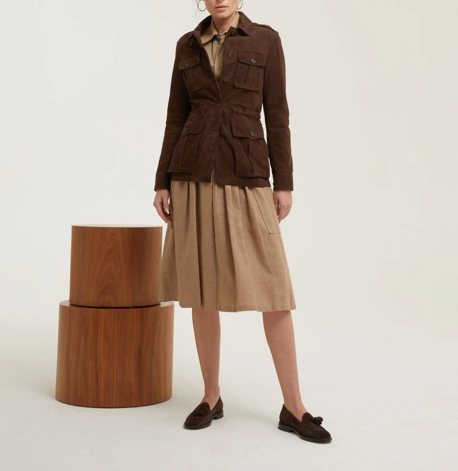 Dark Brown Leather Jacket Women Pure Suede Casual Size XS S M L XL XXL - Image 3 of 4