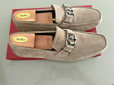 $350!! FERRAGAMO CARAWAY SE BUC  SUEDE LIGHT GRAY MEN SKIN LNG , SIZE 11 E 