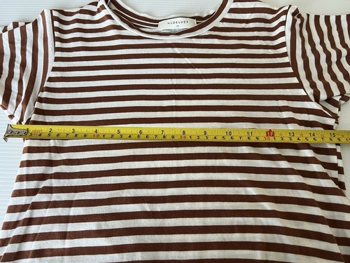 NUDE LUCY Harper Crew Neck Tee SIZE XS 6 AU/2 US Pecan Stripe Basic T-Shirt - Picture 9 of 9