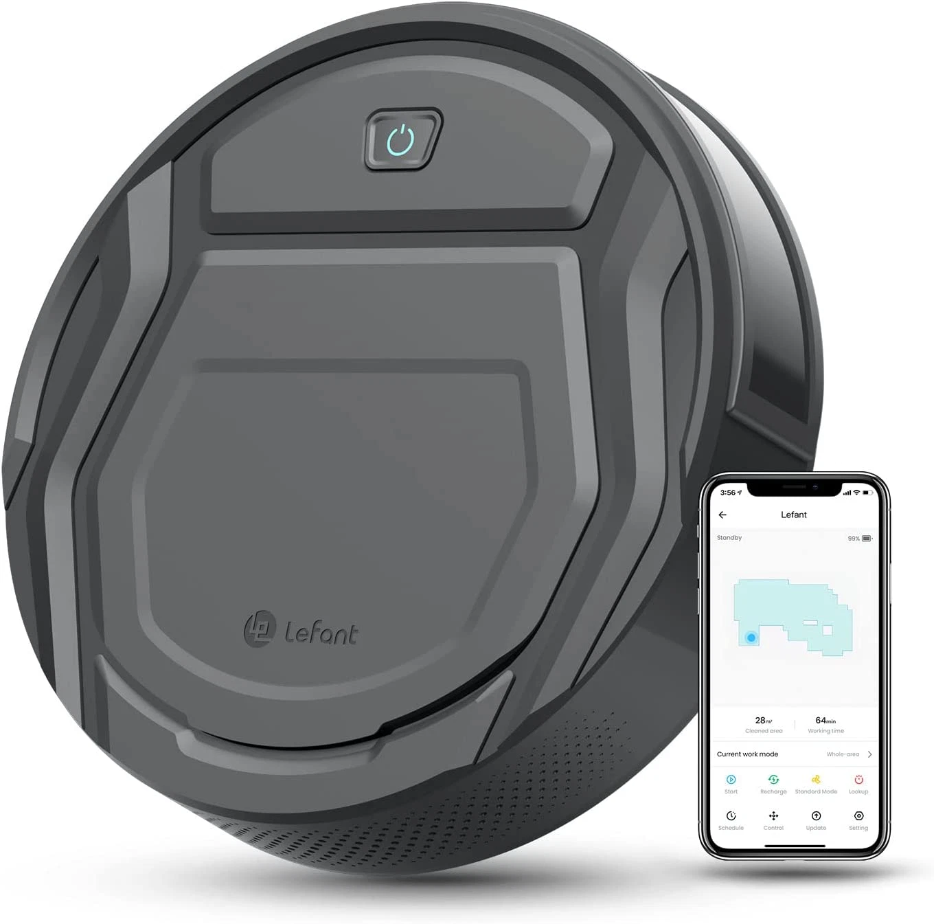Lefant M210P Grey Robot Vacuum Cleaner, Small Robot Robotic Vacuum 7.8Cm Thin 28
