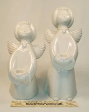 Angel Candleholders Pair Modern Design Ceramic by Karl Klette Made in Germany