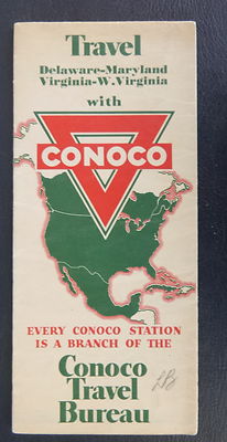 1939 Delaware Maryland Virginia West road  map Conoco  oil gas city inserts
