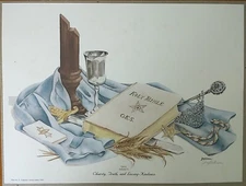 Jan Anderson "Charity, Truth, and Loving-Kindness" Signed Print 1980 OES Masonic