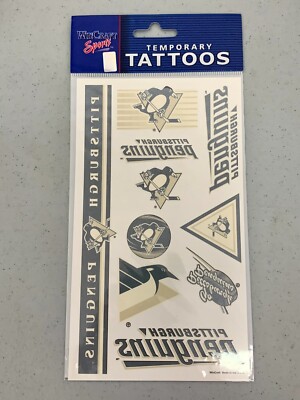 Pittsburgh Penguins Vibrant Retro Temporary Tattoos 10 Piece Sheet Hockey NHL