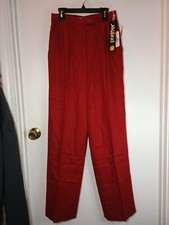 Vintage 70s Panther High Waisted Burgundy Silk 100 Wool Trousers Nwt Size 9/10