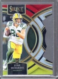 2023 Select Luke Musgrave Premier Level Red & Yellow Die Cut #166 Packers RC