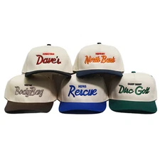 Custom Vintage Script Personalized Embroidered Creme Baseball Hat Snapback Cap