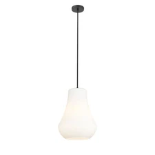 Innovations Fairfield 1 Light 11.75" Mini Pendant, BK/Frost - 491-1P-BK-G571-12