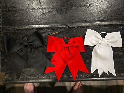 Kids 3 Piece Lot Of Hair Bow Ties, Fabric Ties, Band