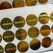 hologram original Gold label sticker diameter 0.6" x 0.6" 300PCS