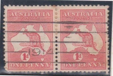 (F236-68) 1913 AU 1d red DII A. Kangaroo joined pair (BR)