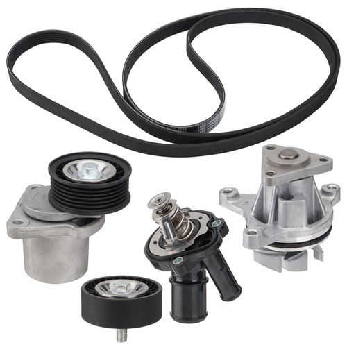 Engine Water Pump & Thermostat & Belt & Tensioner for Ford Focus Mazda 6 Mazda 3 - Picture 6 of 16