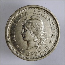 1 Peso Coin ~ Argentina 1958 Federal Republic ~ VF/EF Grade