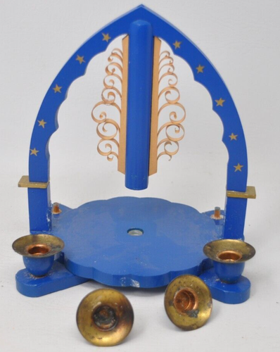 ERZGEBIRGE Vtg INCOMPLETE German Pyramid Blue Wood Carousel PARTS OR REPAIR - Picture 4 of 8
