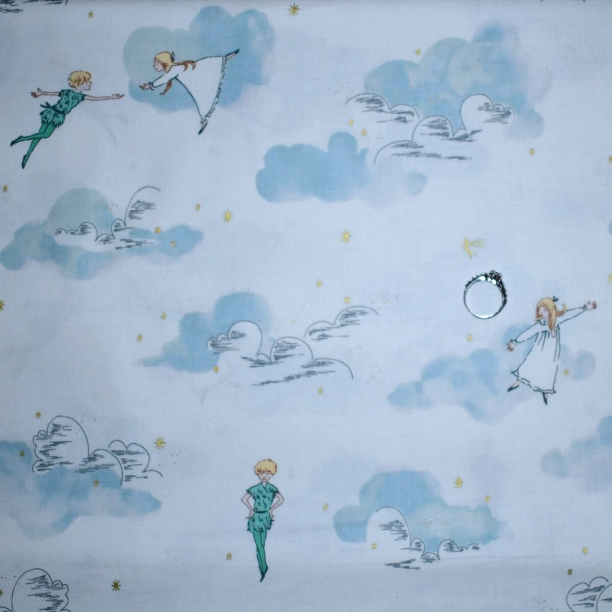 BonEFul Fabric FQ Cotton Quilt White Blue Cloud Sky Disney BonEFul Fabric FQ Cotton Quilt White Blue Cloud Sky Disney