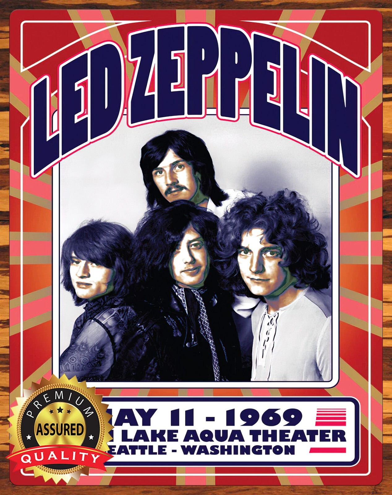 Led Zeppelin - Green Lake Aqua Theatre - 1969 - Rare - Metal Sign