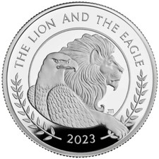 The Lion and The Eagle 2023 £5 2 oz Proof Silver Coin  Great Britain  Royal Mint