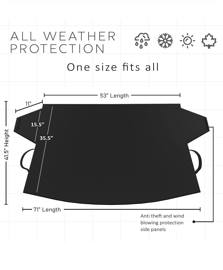 OxGord Windshield Snow Cover Ice Removal Wiper Visor Protector All