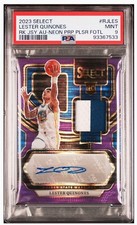 2023-24 Select Lester Quinones ROOKIE Jersey Auto Neon Purple Pulsar FOTL PSA 9