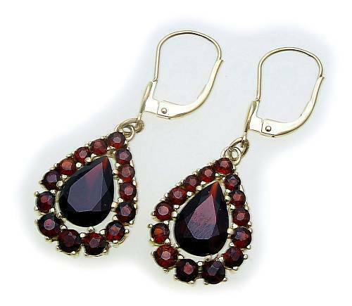Pendientes de mujer con granate en oro amarillo 585 6618/5GR - Imagen 2 de 2