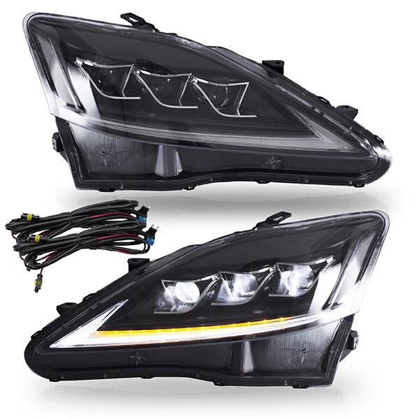 VLAND Pair LED DRL Projector Headlights For 2006-2013 Lexus IS 250 IS 350 IS F - Image 3 of 4