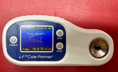 Cole-Parmer Digital Refractometer, 0 - 85% Brix, 1.3330 - 1.5100 RI **READ**