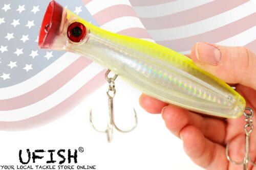 UFISH Bass Pike Musky Topwater Popper Lure Hard Fishing Bait for Fresh Saltwater - Picture 3 of 39