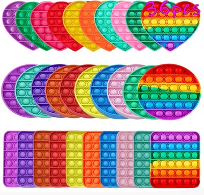 Random 36 Stress relief toys,Push Pop Fidget Sensory Toy Set