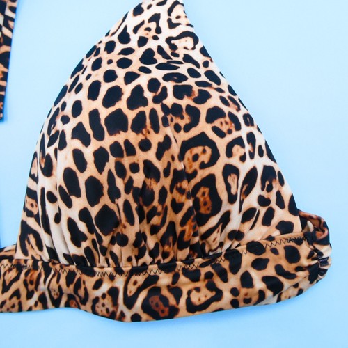 Victorias Secret Large Leopard Print Triangle Halter Padded Bikini Top Swimwear - Picture 4 of 7