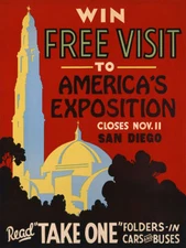 America Exposition San Diego California Travel Vintage Poster Repro FREE S/H