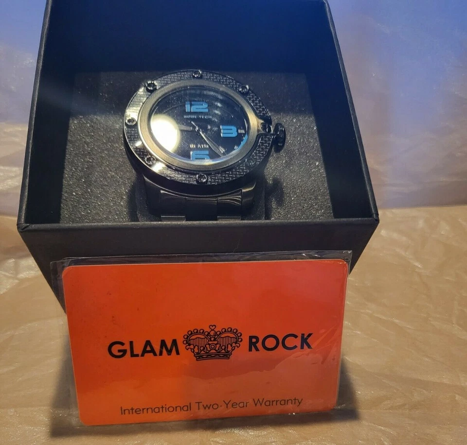 Glam Rock Men's SoBe Tech Black Dial Black Ion-Plated Stainless Steel Watch - Image 4 of 4